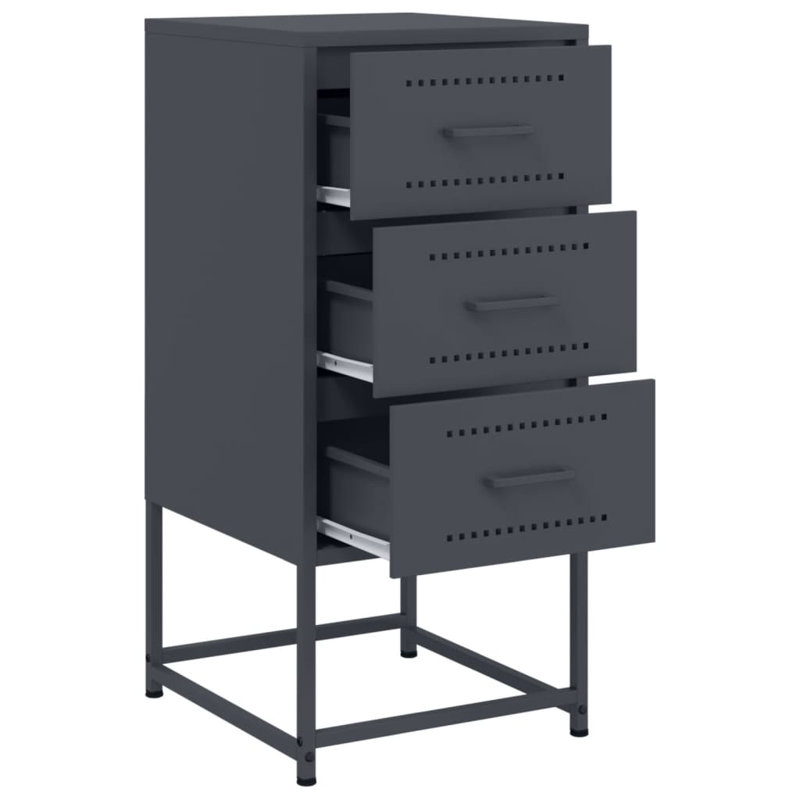 Raddatz 36cm W Steel Bedside Table, Anthracite, Set of 2