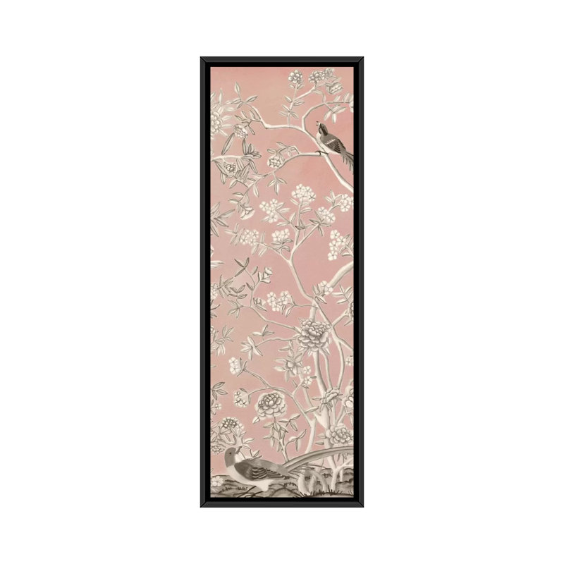 « rosé chinoiserie i », reproduction d’impression sur toile, H 72 po x l 24 po x P 1,5 po, Cadre noir