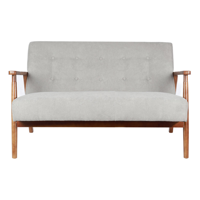 Wasser Fabric 126cm Reception Loveseat, Dark Wood