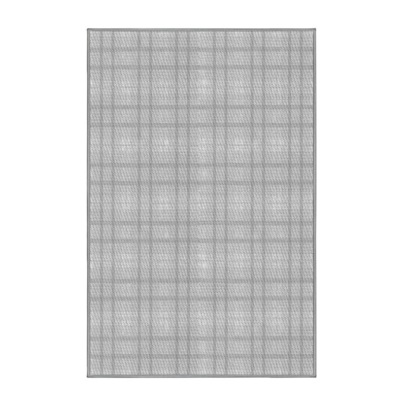 Tapis gris en laine à carreaux, Rectangle 4 pi x 6 pi