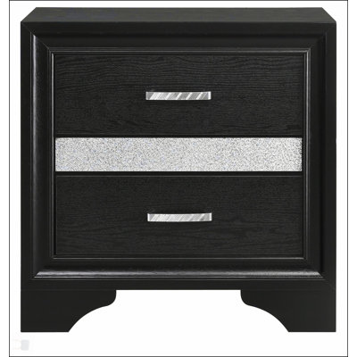 Sophisticated 2-Drawer Nightstand With Hidden Jewelry Tray And Elegant Black Finish For Modern Bedrooms