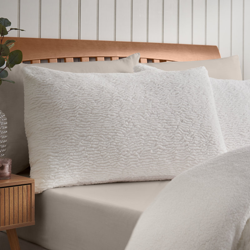 Textured Wave Faux Fur Duvet Cover Set, Double