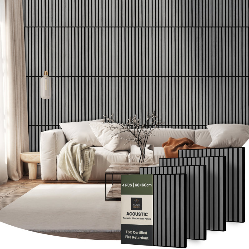 Mehreen 60 cm x 60 cm 3D Wall Panel (4-pack), Grey Ash