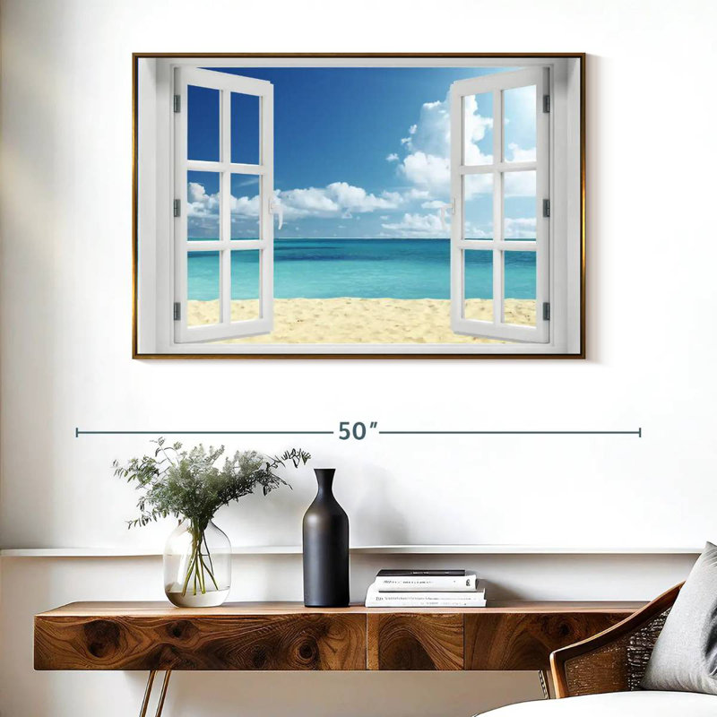 Fenêtre à distance Azemar, Cadre flottant doré, 40 po x 27 po