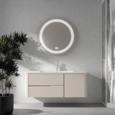 French minimalist cream-style bathroom cabinet