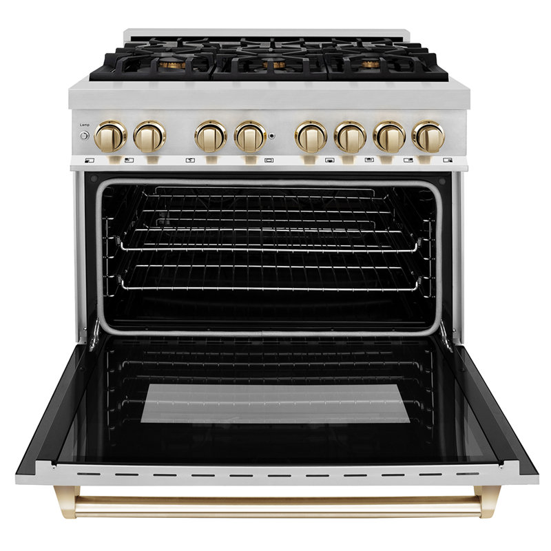 ZLINE Autograph 36" Legacy Dual Fuel Range w/ 6 Burners, Polished Gold