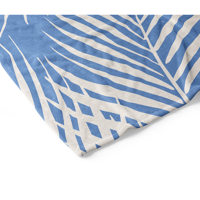 Couverture en velours de coton Waving Palms, Bleu, L 60 po x l 50 po