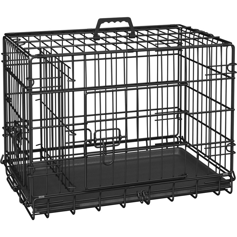 Foldable Metal Wire Dog Cage with Divider, 31.5" H x 48" W x 29" D