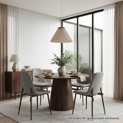 Modern 47"–83" Extendable Pedestal Dining Set With Upholstered Chairs
