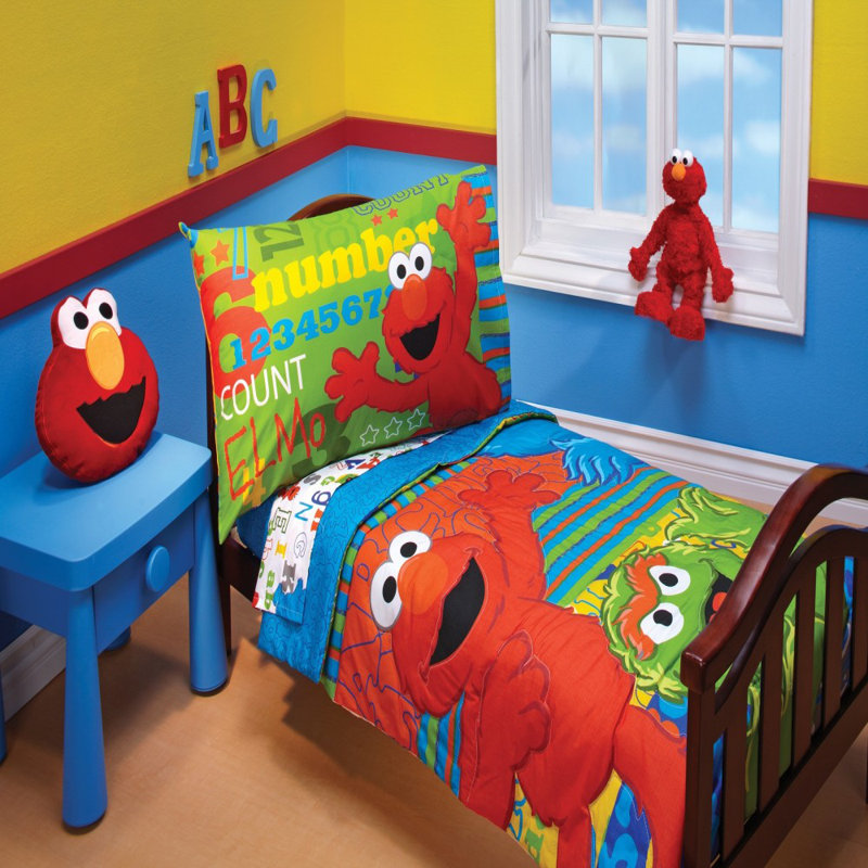 Sesame Street ABC 123 4 Piece Toddler Bedding Set