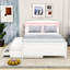 3 Drawers Platform Bed with Twin Trundle and LED Headboard-1499034970