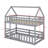 Twin-Over-Twin Bunk Bed In House Design, Complete With Fence And Door-1034952751