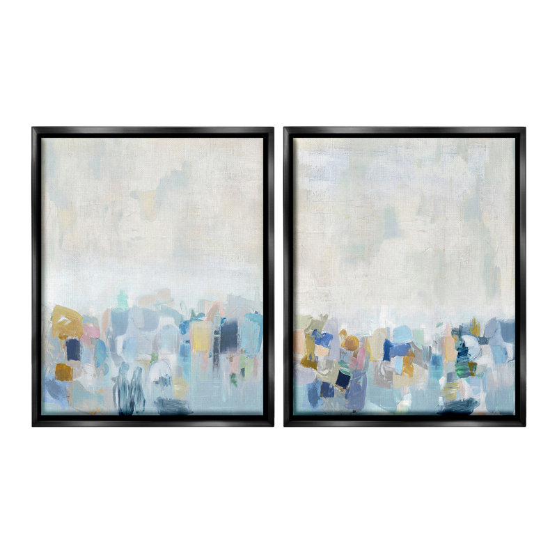 "Patterned Modern Horiz" par Rachel Springer, 2 pièces sur toile, Cadre flottant noir de jais, H 31 po x l 25 po