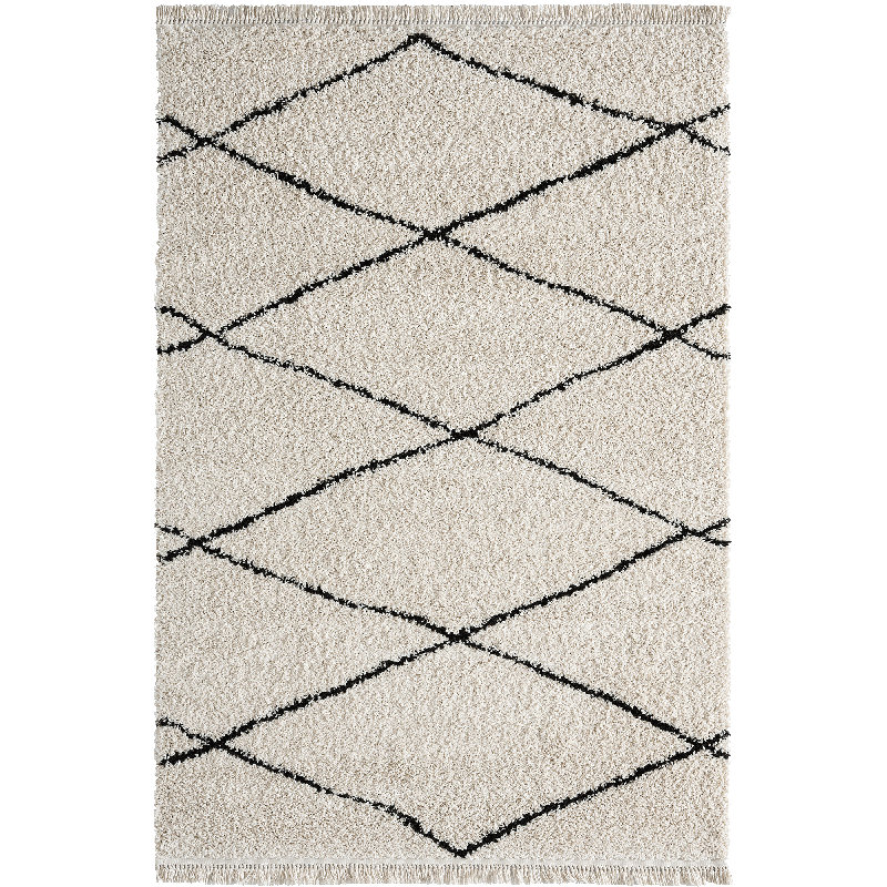 Andice Shaggy Rug in Black/White, Rectangle 80 x 150cm