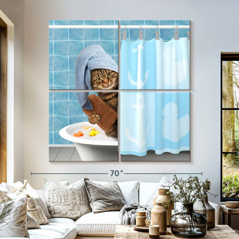 Ketti Funny Bathing Cat, 57" H x 57" W