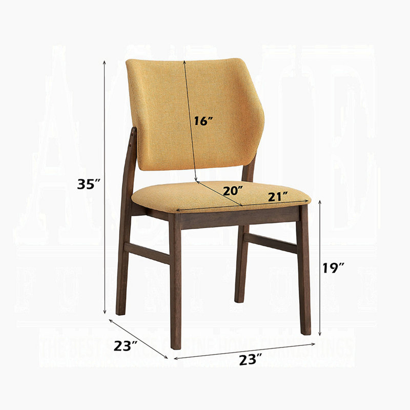 Ensemble de 2 chaises de salle à manger de style campagnard avec finition noyer et jaune