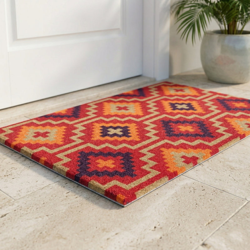 Paillasson Yaneira Lhasa Kilim, 18" x 30" - Non-Slip Nylon