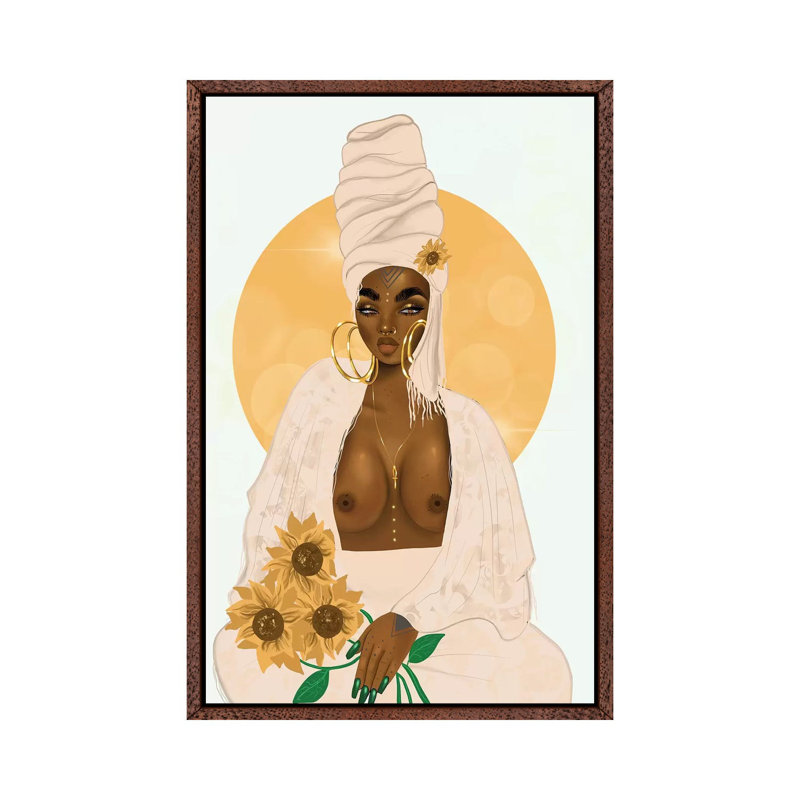 Sun by Zola Arts - Print on Canvas, 66.04 cm H x 45.72 cm W, Classic Brown Wood Framed