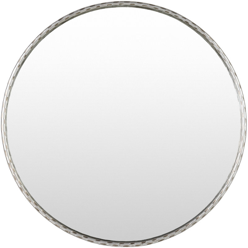 Jakin Metal Round Mirror, 32" x 32", Silver