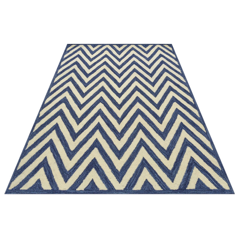 Ziggy Chevron Wool Hand Woven Area Rug, Rectangle 153 x 244cm