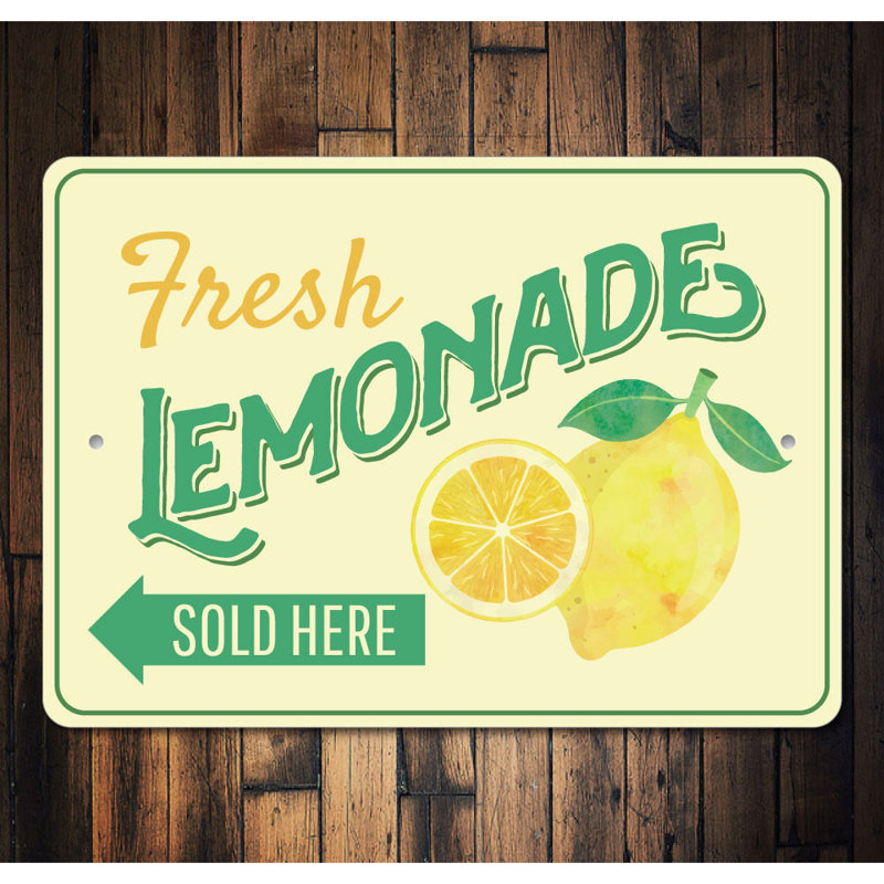 Plaque en aluminium Fresh Lemonade, H 12 po x l 18 po x P 0,06 po
