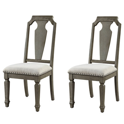 2 chaises d'appoint en lin beige rustique, style esthétique chêne vieilli