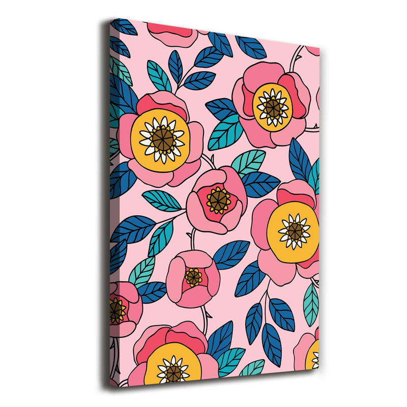 Colourful Flowers - Wrapped Canvas Print
