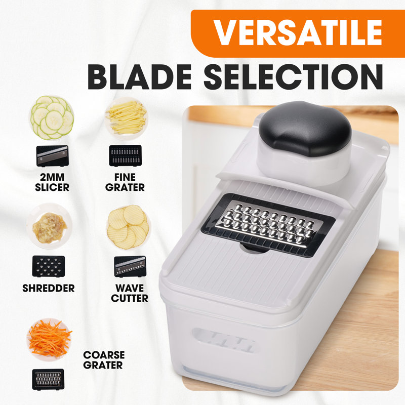 Cheer Collection Vegetable Slicer with 5 Stainless Steel Blades and Storage Container