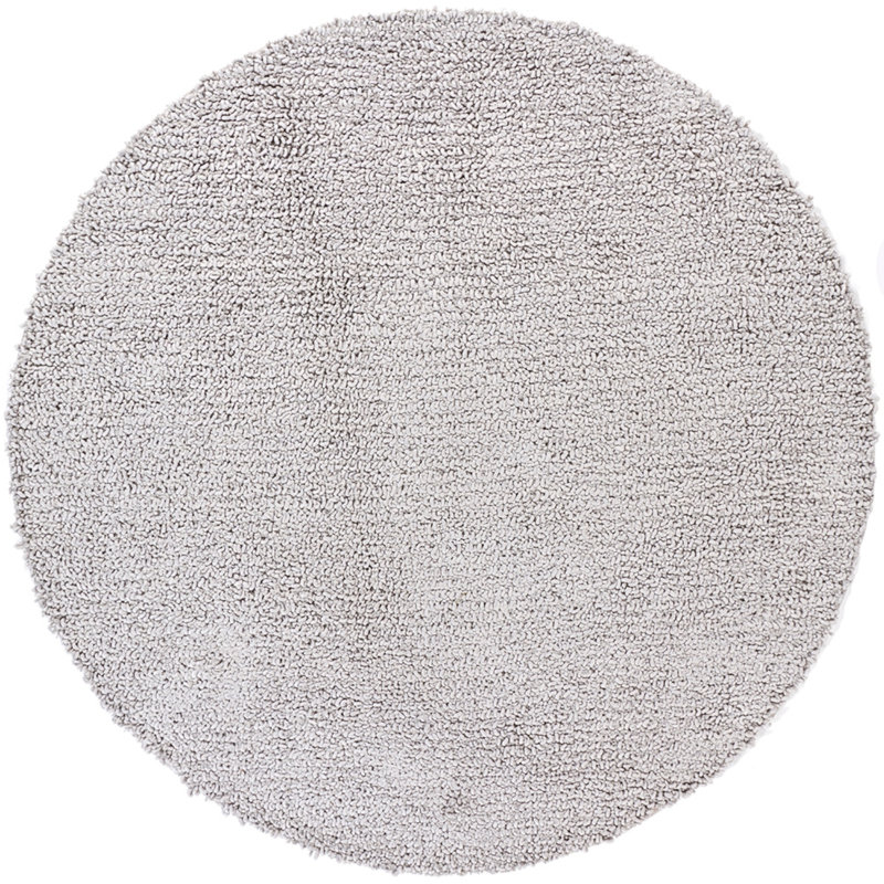 Tapis à poil long contemporain gris tissé à la main Zeal, Rond 7 pi 9 po