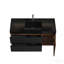 Meuble-lavabo 48 po en noyer avec lavabo en quartz noir mat et tiroirs noirs et une porte, meuble-lavabo mural flottant pour salle de bain moderne, lavabo noir mat, pré-assemblé-130076499