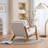 Lemley Mid Century Solid Wood Accent Chair Upholstered Armchair with an Extra Pillow-2049176362