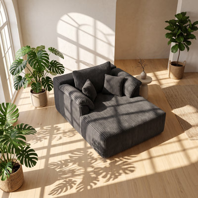 LY Furniture 59.5" W x 46.5" D x 26.8" H Corduroy Upholstered Boneless Chaise Lounge Chair