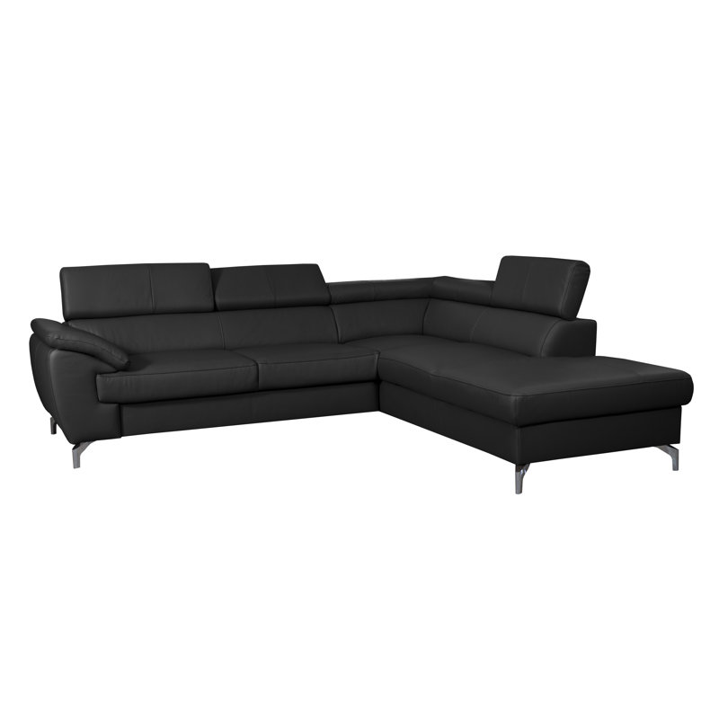 Brookhurst Leather Corner Sofabed, Black, Right Hand Facing