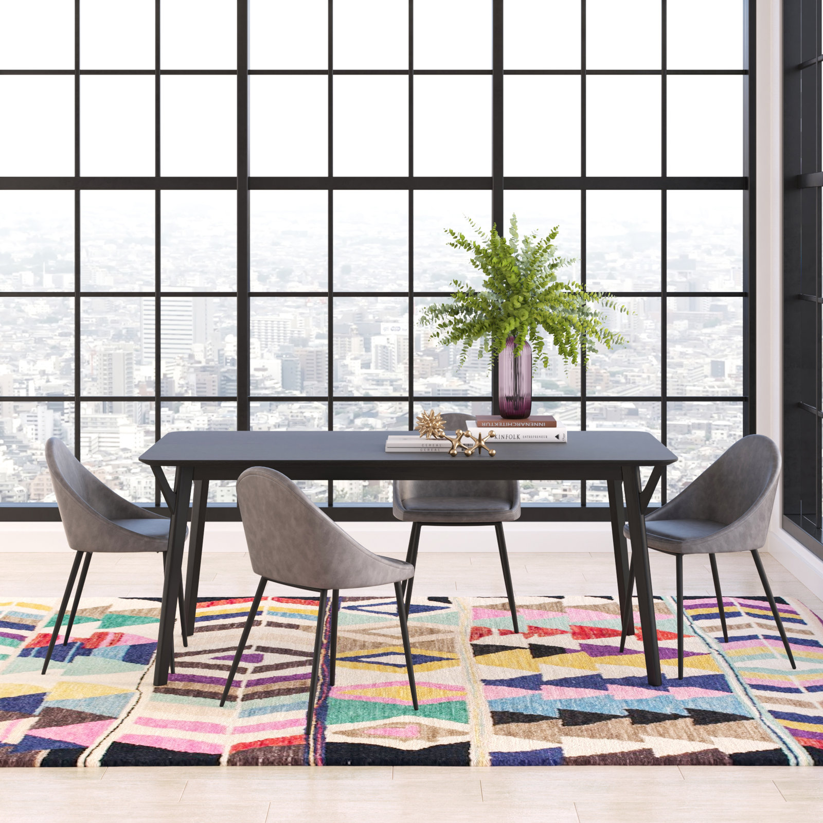 Evanston 71" Walnut Dining Table, Black