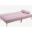 71" Convertible  sofa bed futon with gold metal legs teddy fabric (Pink)