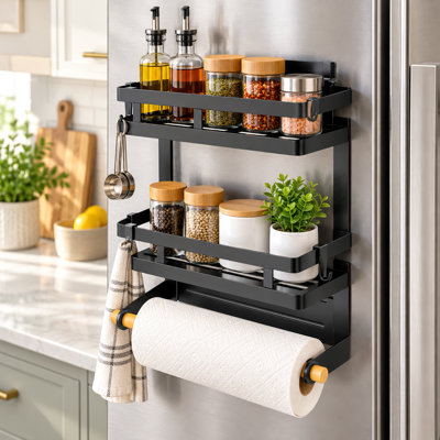 Magnetic Storage Rack for Refrigerator with No Drill Installation