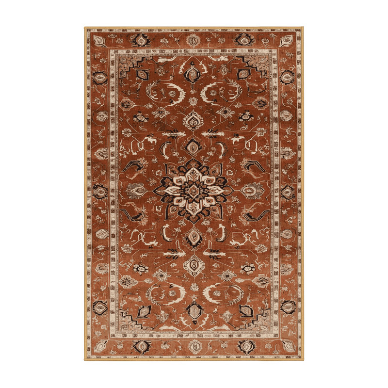 Machine Washable Persian Brown Area Rug, Rectangle 2' x 3'