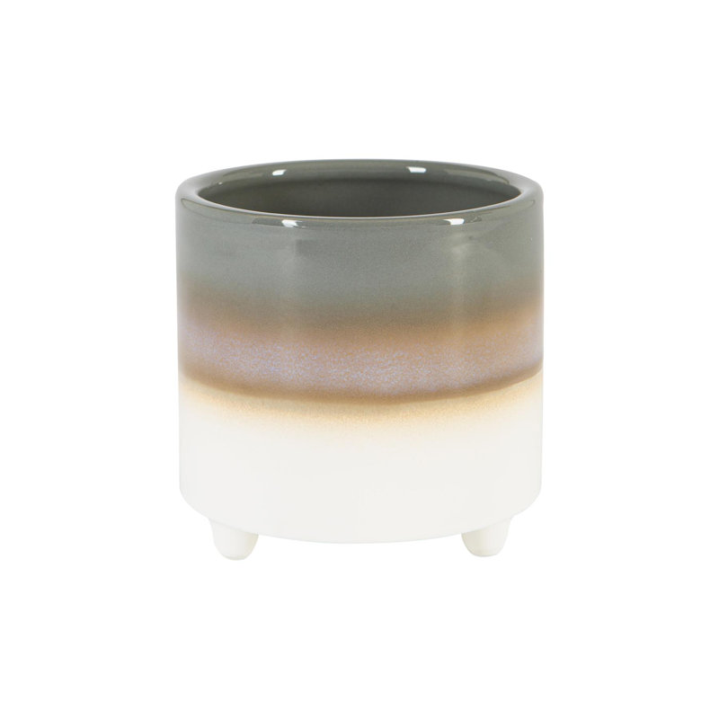 Nicola Spring - Reactive Glaze Footed Plant Pot, 13.5cm H x 14cm W x 14cm D, Grey