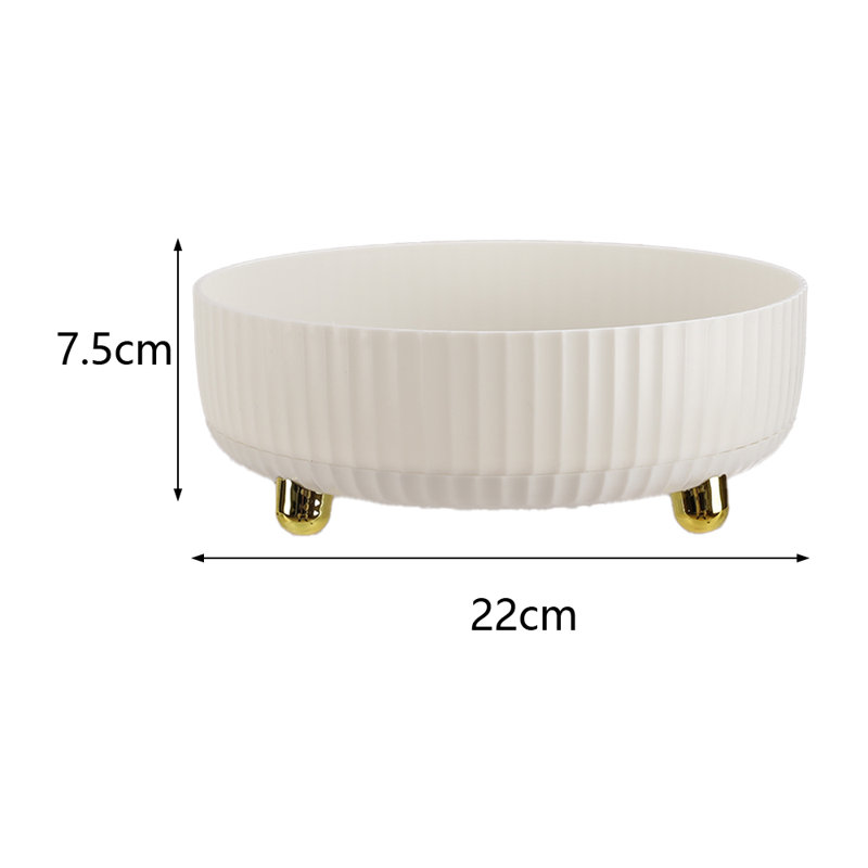 Round desktop storage tray, pearl white