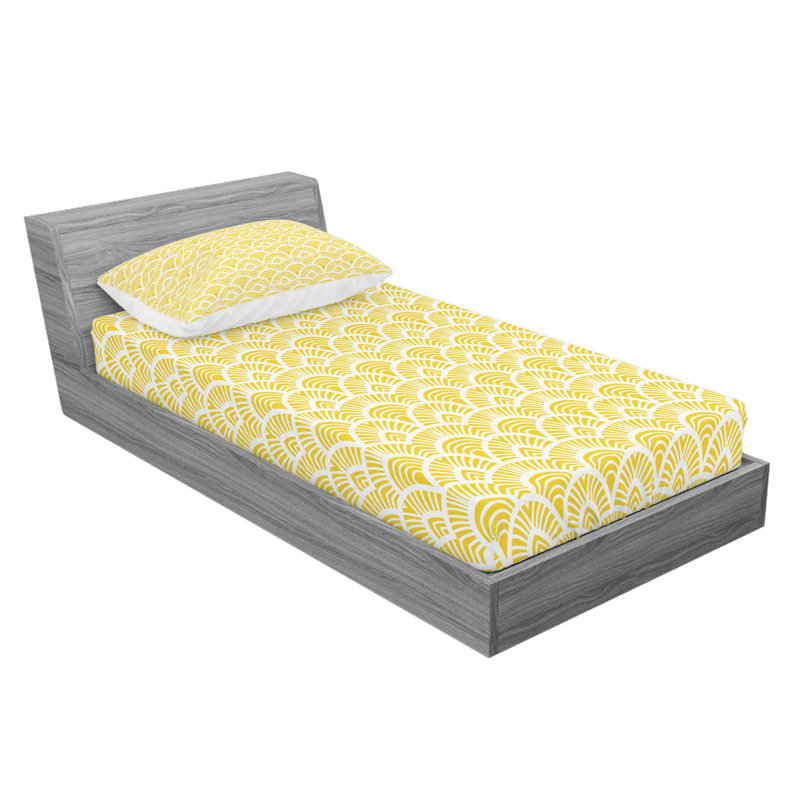 Microfiber Sheet Set, Twin Sheet Set with Fitted Sheet, Yellow Geometric