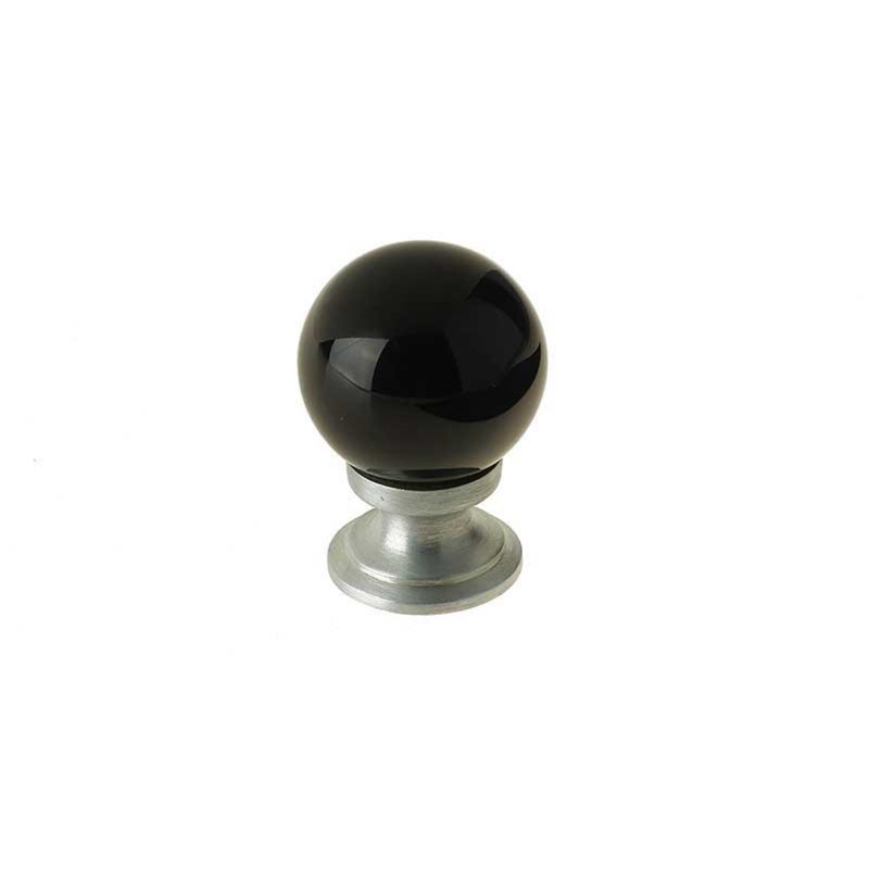 Collin Round Knob, Satin Chrome/Black, 30mm