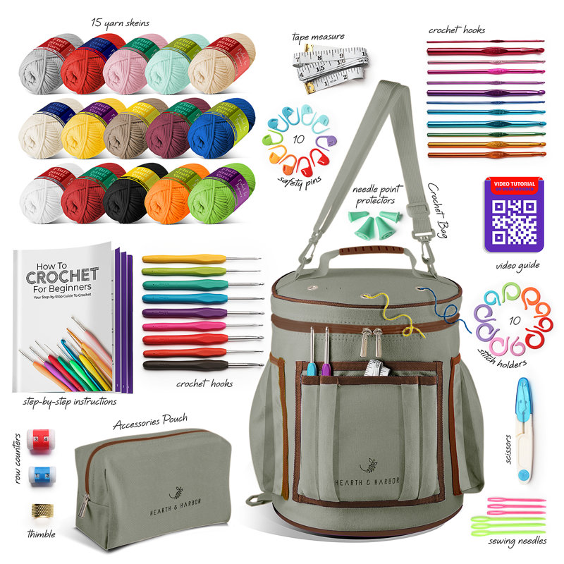 Trousse de crochet pour débutants avec didacticiels vidéo étape par étape, Sauge