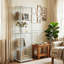 4-Tier Glass Single Door Display Cabinet, Tall Curio Cabinet with Toughened Glass, Black / White-387007886