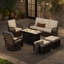 Ensemble de conversation pour patio pour 5 personnes en osier toutes saisons avec table de feu-682022050-684747254