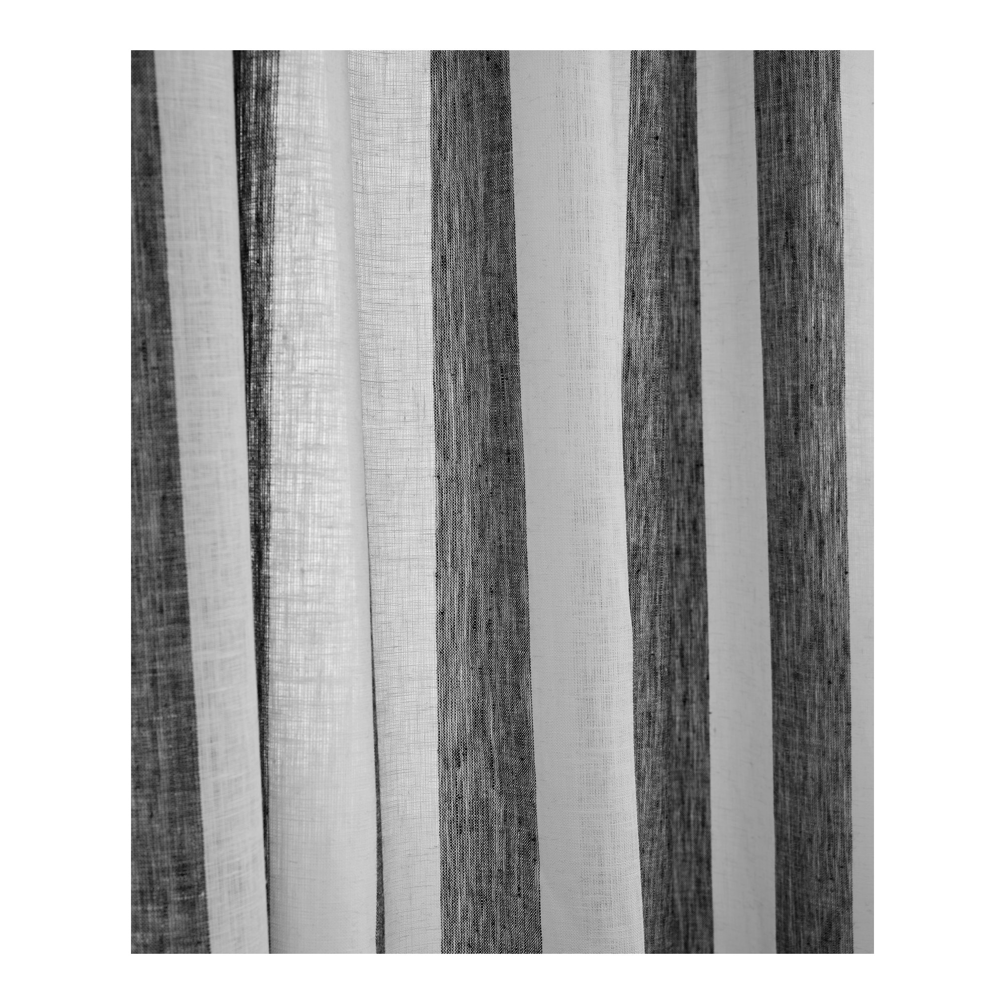  Stripe - 100% Pure Linen Curtain, Black and White, 52" W x 108" L