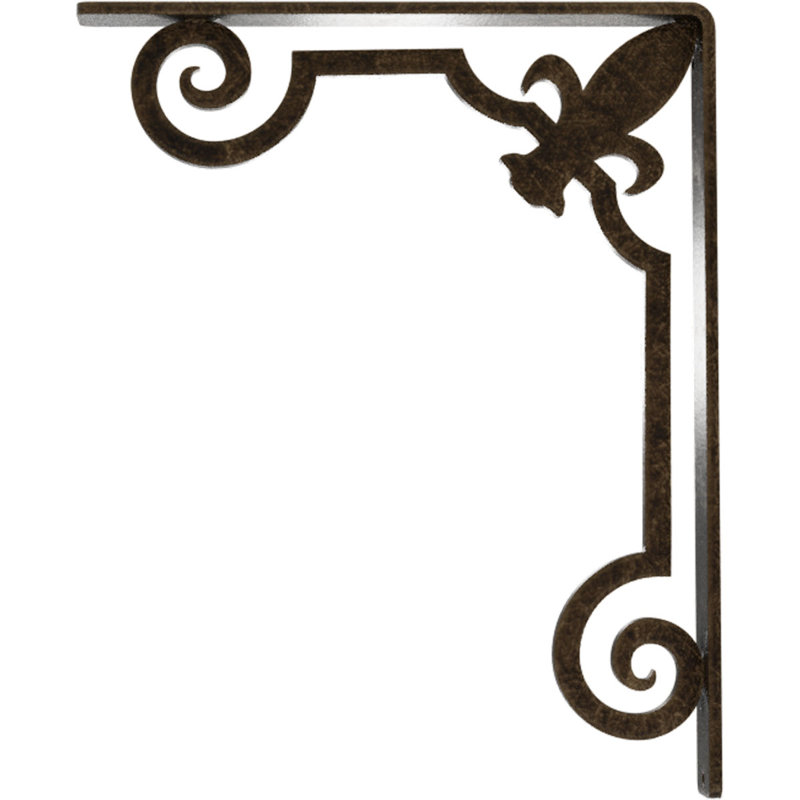 Support en fer forgé Fleur De Lis, Or pâle antique, H 12 po x l 1,5 po x P 10 po