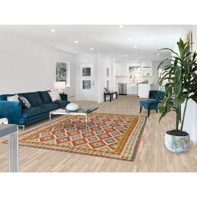Tapis de salon réversible en laine Kilim 7 x 9