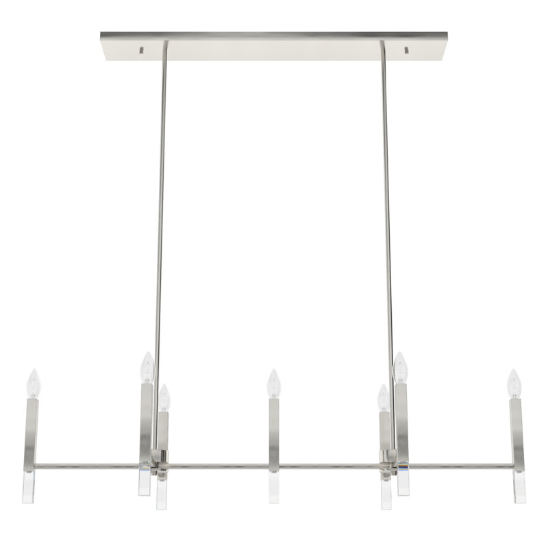 Sunjai Brushed Nickel 7-Light Linear Candlestick Chandelier