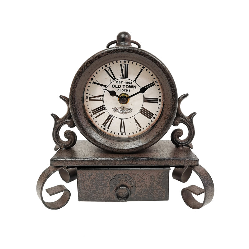 Analog Quartz movement / Crystal Tabletop Clock in Brown