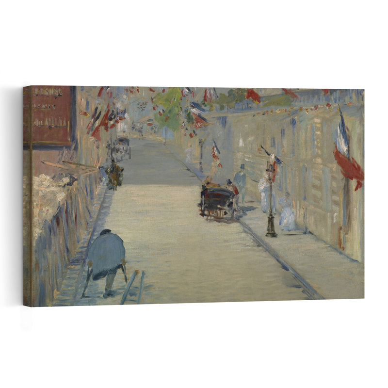 Drapeaux de la rue Mosnier, 1878 - Estampe d'art mural contemporain abstraite impressionniste, H 40 po x l 60 po